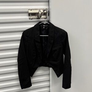 Mossimo Supply Co. Black Open Front Cropped Blazer Jacket Shoulder Pads Lined XS